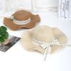New lace bow sun hat women's spring and summer vacation wavy edge straw hat breathable sun hat