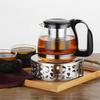 Stainless Steel Retro Teapot Set with Candle Warmer and Heat-Resistant Tea Brewing Stove.