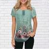 Summer Round Neck 3D Retro Floral pattern Print Top Fashionable Casual Short Sleeved Women's T-shirts