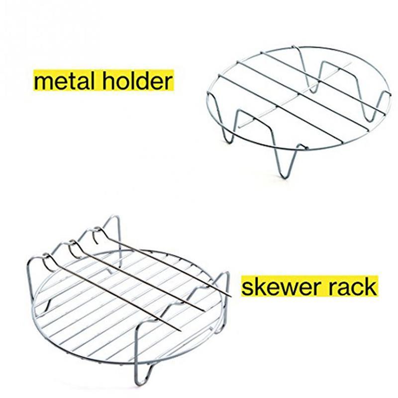 5pcs/Set Air Fryer Accessories for Baking Cooking (Cake Barrel, Pizza Pan, Metal Holder, Silicone Mat)