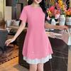 ZANZEA Women Summer Round Neck Casual Short Sleeve Patchwork Dress