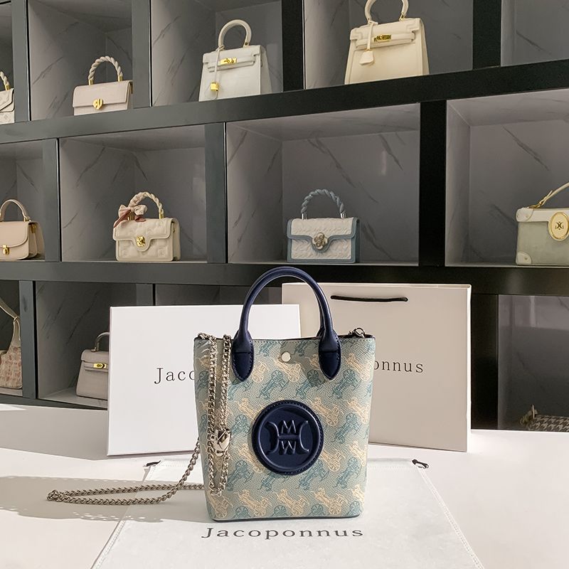

Jacob Bang Genuine Leather Vegetable Basket Bucket Bag Women Shoulder 2025 New Super Popular Light Luxury Advanced Texture Niche Portable Carriage Royal Blue