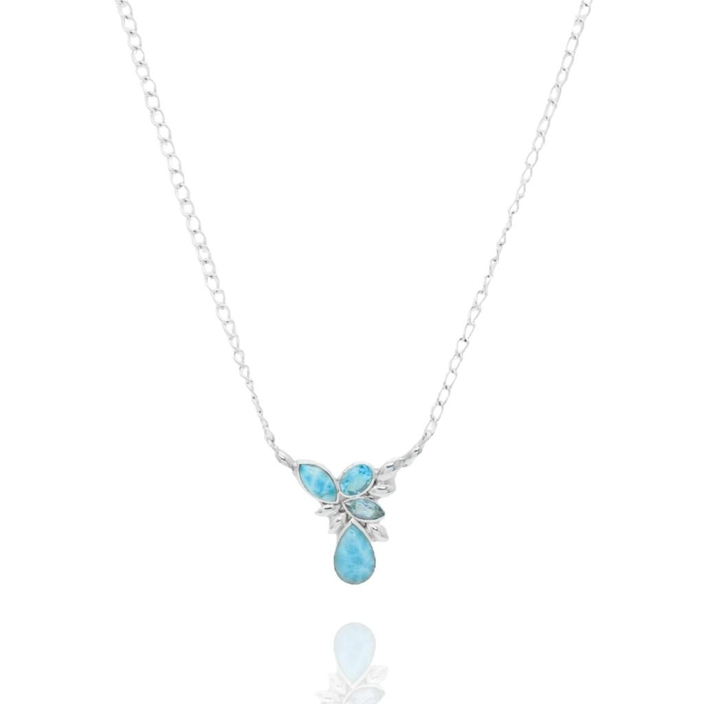 Larimar & Topaz Necklace: 925 Sterling Silver Chain