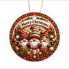 Cute Scandinavian Gnomes with Gifts Acrylic Christmas Tree Ornament festive round hanging sign Christmas tree ornament Xmas party decor