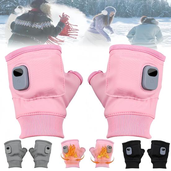 Fingerless Heated Gloves for Women Men Rechargeable Electric Touchscreen Gloves with Digital Display Hand Warming Gloves for Cold Weather Work Hunting