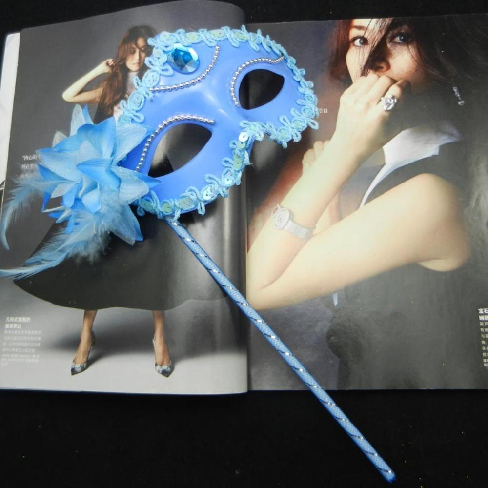 Venezianische Party Handheld Masken Ballmasken mit Stiel Seitenblume Festival Kostümparty Halbmaske Karnevalsparty