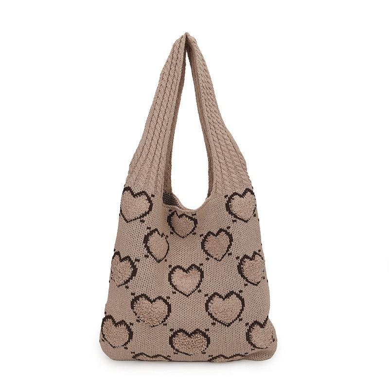Knit Bag Retro Woven Bag Shoulder Bag Fashion Sweet Lazy Style Large Capacity Tote Bag Everything Casual