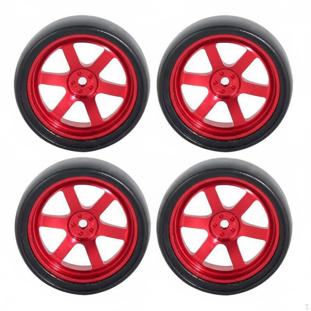 4 Pieces 1/18 Scale RC Slide Wheels Universal Fit Metal Hub Tires Wear Resistant Car