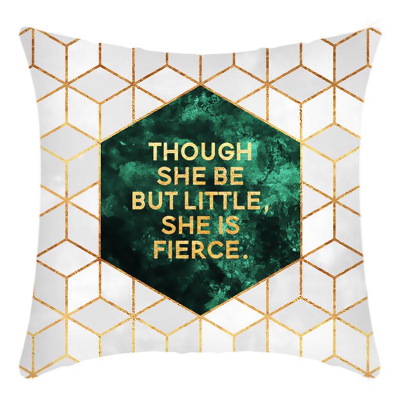 

New Pillowcase Green Plant Imitation Gold Letter Print Printed Cushion Home Sofa Cushion Cover 45 * 45Cm pillowcase