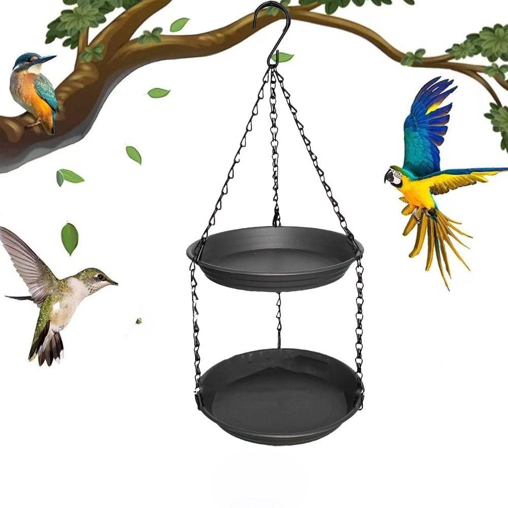Hanging Double Layer Bird Feeder Large Capacity Bird Water Bowl Bird Feeding Dish  Outdoor