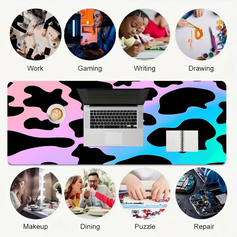 1PC Cow print Oversized Mouse Pad - Non-Slip Rubber Base Perfect for Office School Esports Home Decor Desk Mat 149A