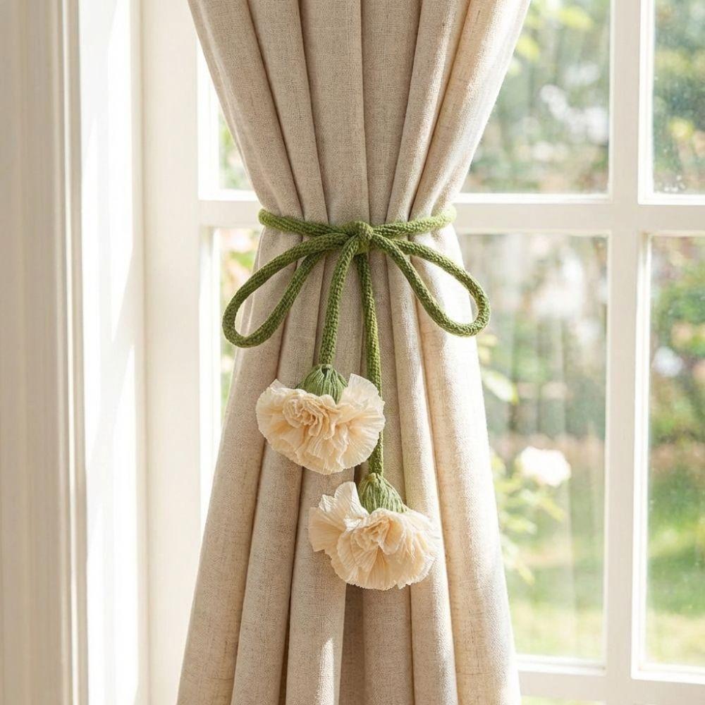 Beautifully Flowers Curtain Straps Adjustable Curtain Binding Carnation Curtain Tie Rope  Bedroom
