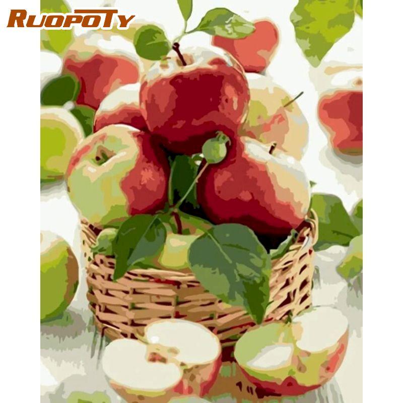 

RUOPOTY картина по номерам краски кофе и фрукты ручная работа еще лифт картина маслом на холсте современный домашний декор стены искусство