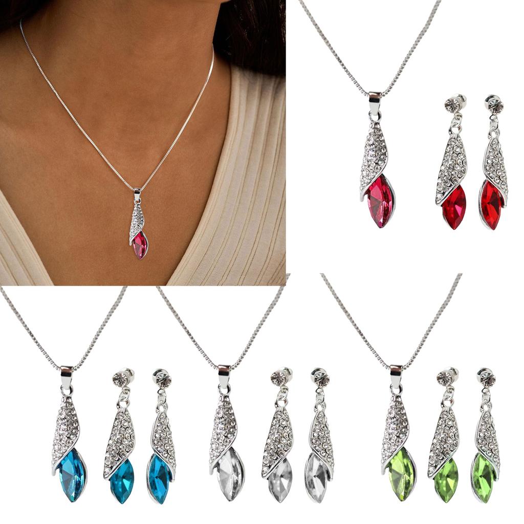 Shimmering Contemporary Jewelry Ensemble Teardrop Pendant Earring Set Alloy Accessories Suitable for Everyday Party