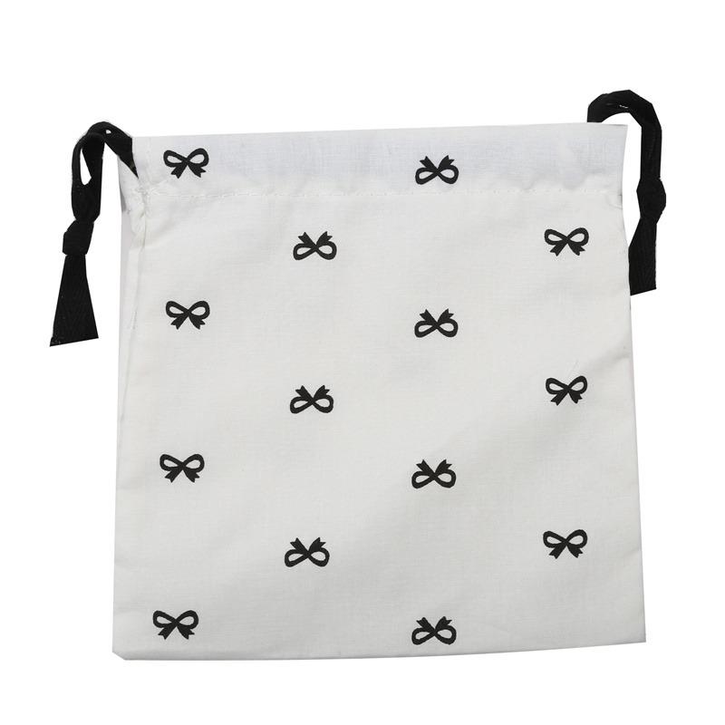 Diaper Pouch Canvas Bundle Pocket Portable Bow Printed Drawstring Storage Bag Medium Large Drawstring Hanging Bag Shopping