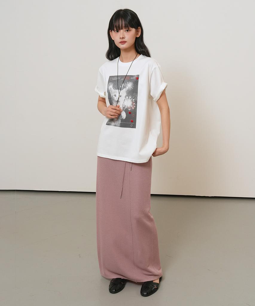 GENERALIDEA Maxi Elastic Knit Skirt [Ash Pink] / Gf2Lsk518