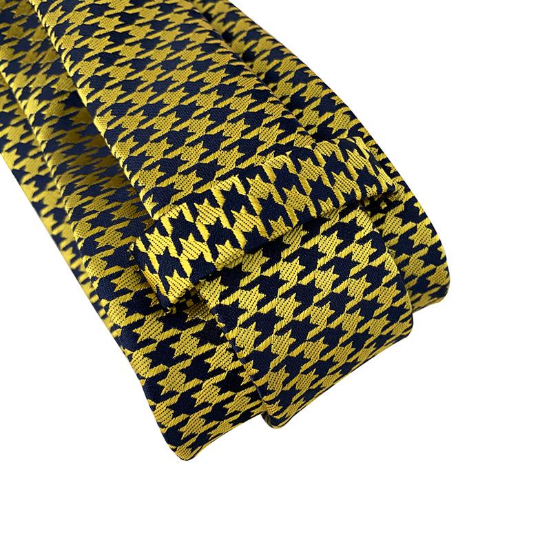 2026 Men's Houndstooth Gold Tie - Perfect for Weddings and Business