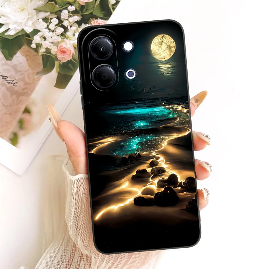 For Vivo Y05 4G Case New Luxury Bow Love Heart Painted Cover Soft TPU Phone Case For Vivo Y11d Y 05 VivoY05 VivoY11d Fundas Bags