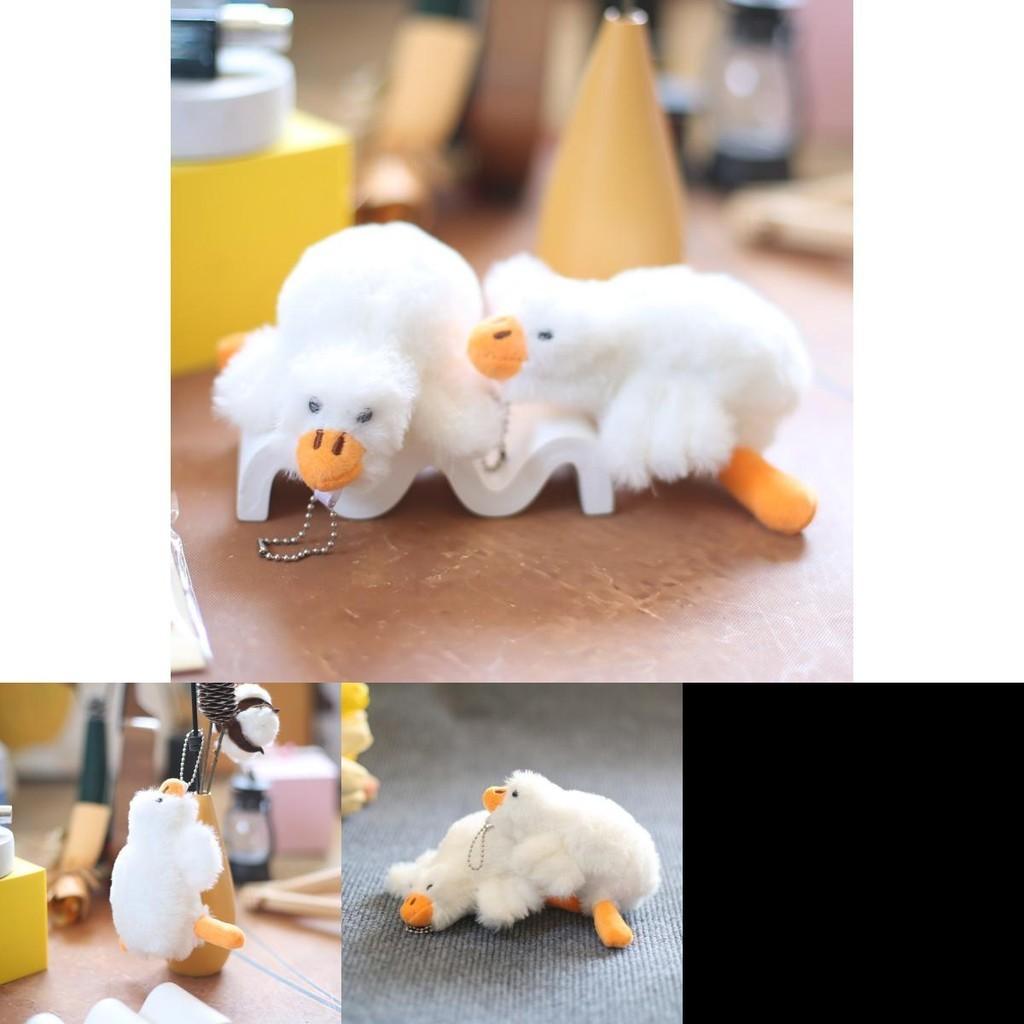 Adorable Cute White Goose Plush Toy Keychain Soft Short Plush Stuffed Animal