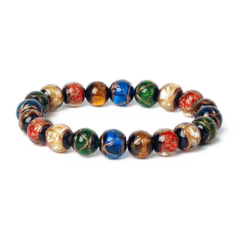 Art Glass Bead Bracelets for Women 10mm Nature Stone Colored Glaze Reiki Wealth Bracelet Men Energy Good Luck Healthcare Jewelry