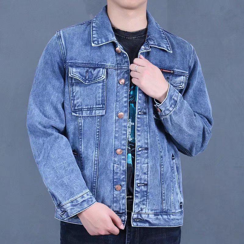 Giacca di Jeans Nera alla Moda da Uomo, Primavera 2023 – Stile Coreano, Cappotto con Revers Resistente all'Usura