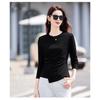 Spring and Autumn Irregular Long Sleeve T-Shirt Women's Simple Slim Fit Versatile Slim Top