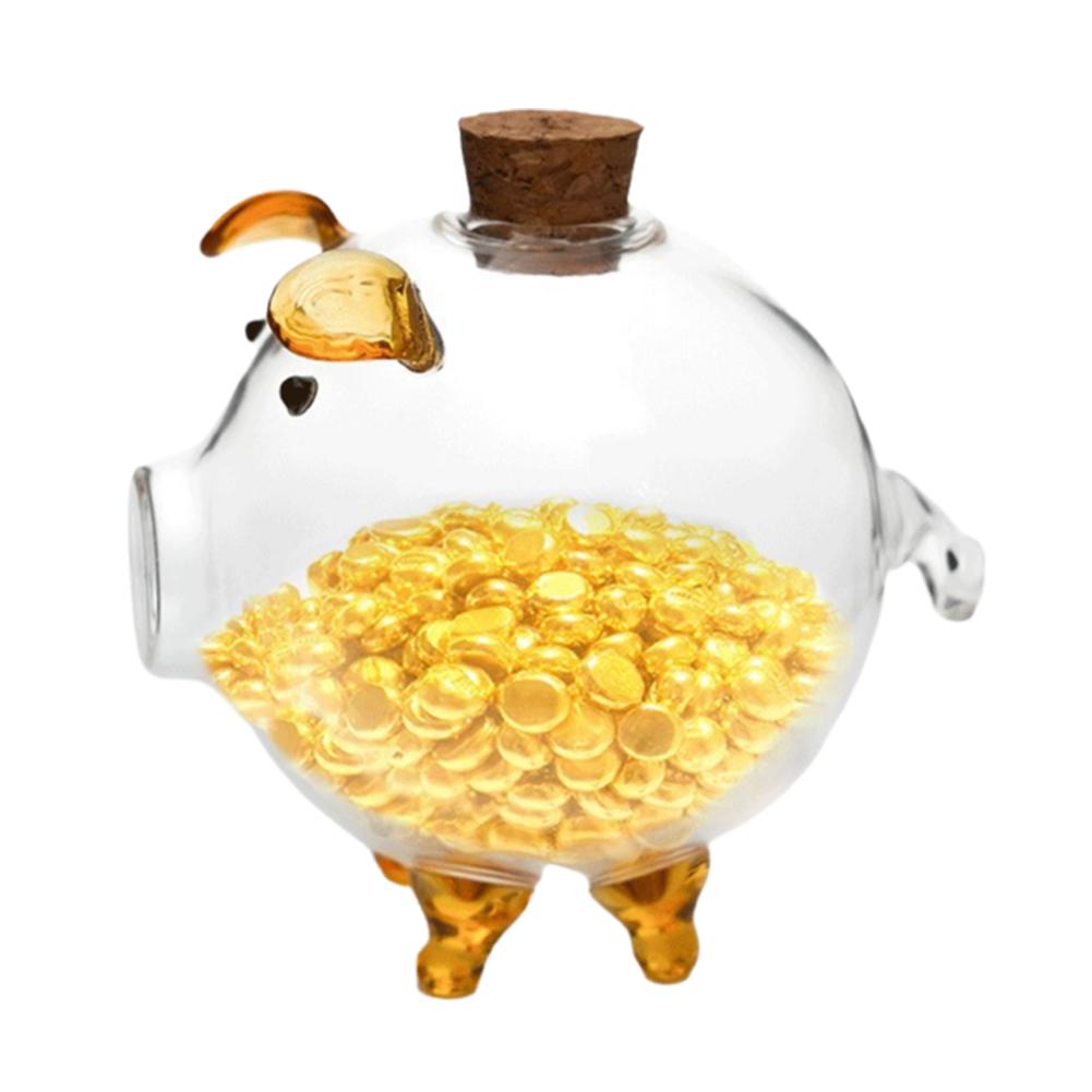 Průhledné skleněné prasátko zvířátko prase pokladnička na peníze krabička na mince spořicí sklenice na peníze krabička na bankovky a drobné pro děti dospělé průhledná spořicí krabička