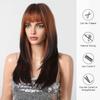 ALAN EATON Light To Dark Brown Layered Wig Long Straight Synthetic Wig Ombre Brown Wig with Bangs for Women for Daily Party Hair