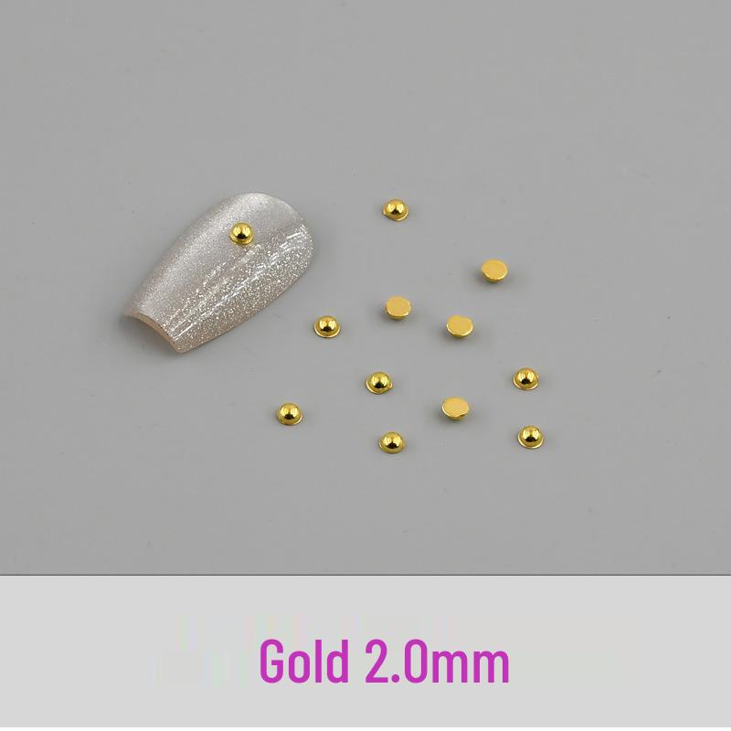 Mixed Mini Nail Art Pearls: Gold & Silver Half-Face Decorative Flat Bottom Pearl Accessories for DIY Nails