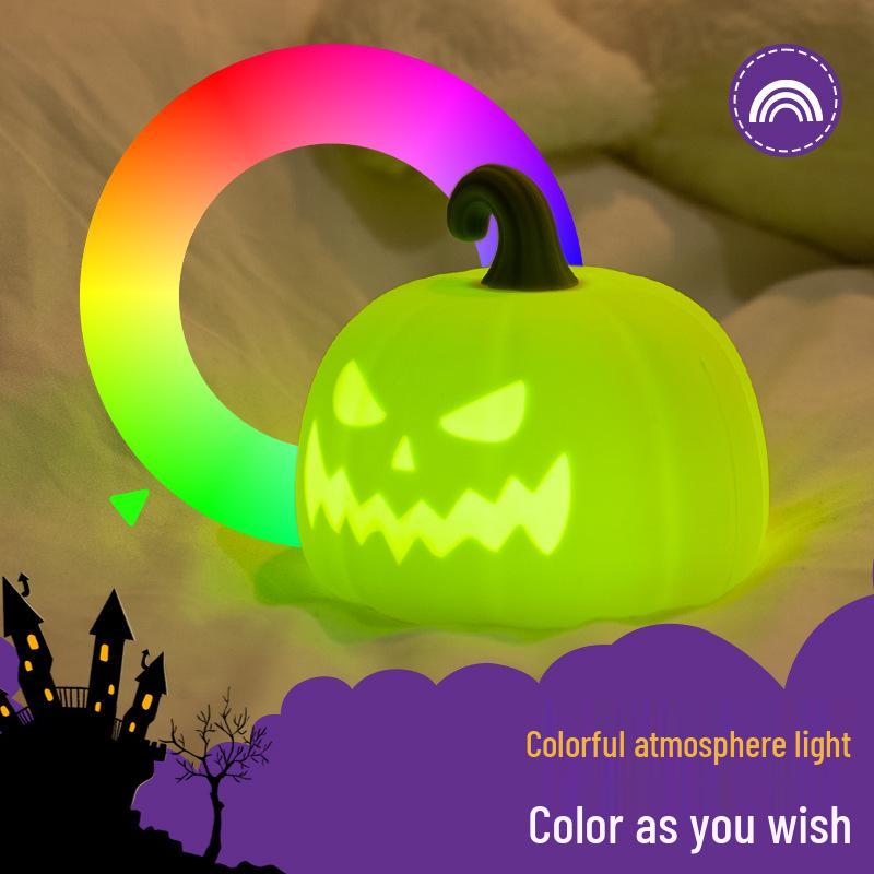 Rechargeable Halloween Pumpkin Silicone Night Light - Decorative Bedside Atmosphere Lamp
