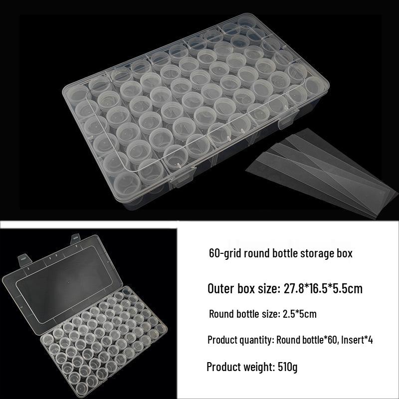 Glass Seed Bead Organizer: 64-Compartment Transparent DIY Jewelry Storage Box