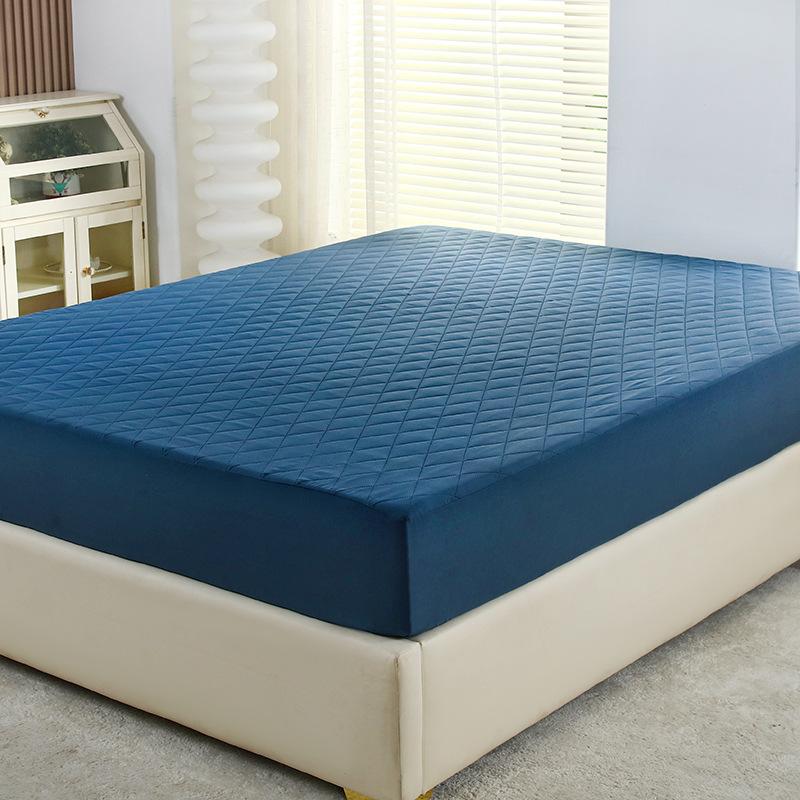 Quilted Waterproof Bed Sheet Solid Color Non-slip Blue Mattress Protector