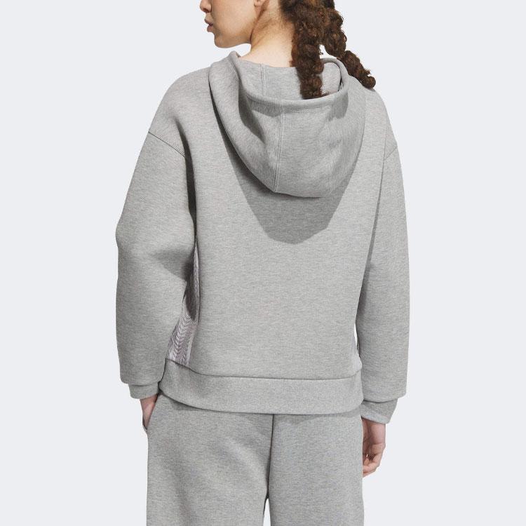 Adidas Lounge Hooded Sweatshirt With Letter Logo Women Sweatshirt Gray IP0754