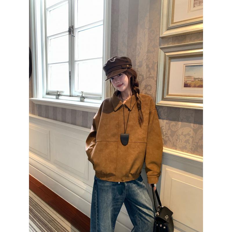 

Maillard Retro Faux Suede Women s Long Sleeve Biker Jacket - 2025 Autumn Collection 2XL колір темно кави
