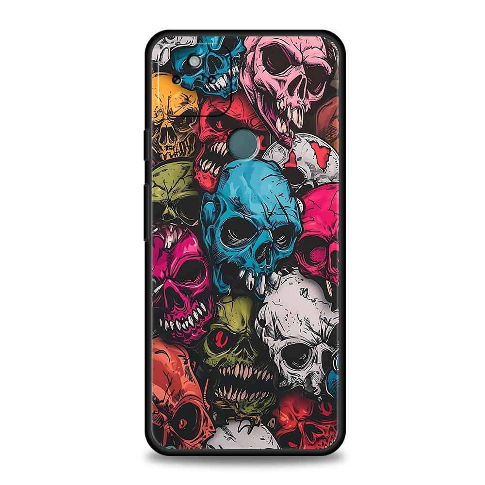 

Skeleton Skull Phone Case Cover for Google Pixel 10 9 8 7 6 9A 8A 7A 6A Pro Shockproof Soft TPU 10 Pro XL Shell Fundas Capas Bag Pixel 9 Pro XL