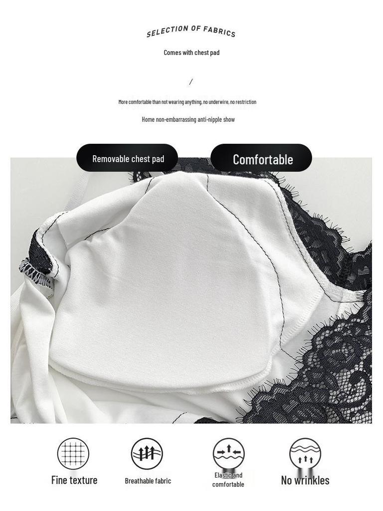 Women's Lace Camisole Pajama Set: Lightweight Two-Piece with Bra Pads and Shorts for Summer.
