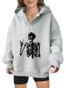 2025 new European and American Halloween women's hooded sweater front and rear pattern winter fleece loose casual