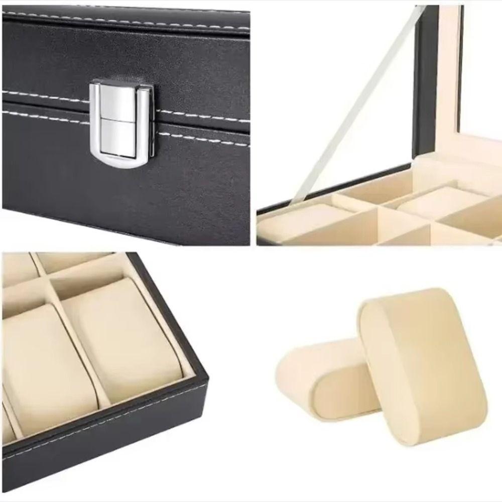 2/3/6/10/12 Grids Jewelry Box Watch Holder Watch Storage Box Lockable Leather Flocking Cloth Watch Display Box