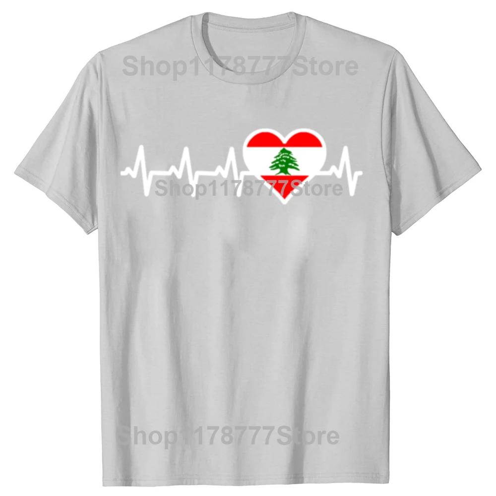 New Lebanon Flag Lebanese Heartbeat T Shirt Oversize Printed Casual Tee Shirt Casual Short Sleeve Vintage Couples T-Shirt