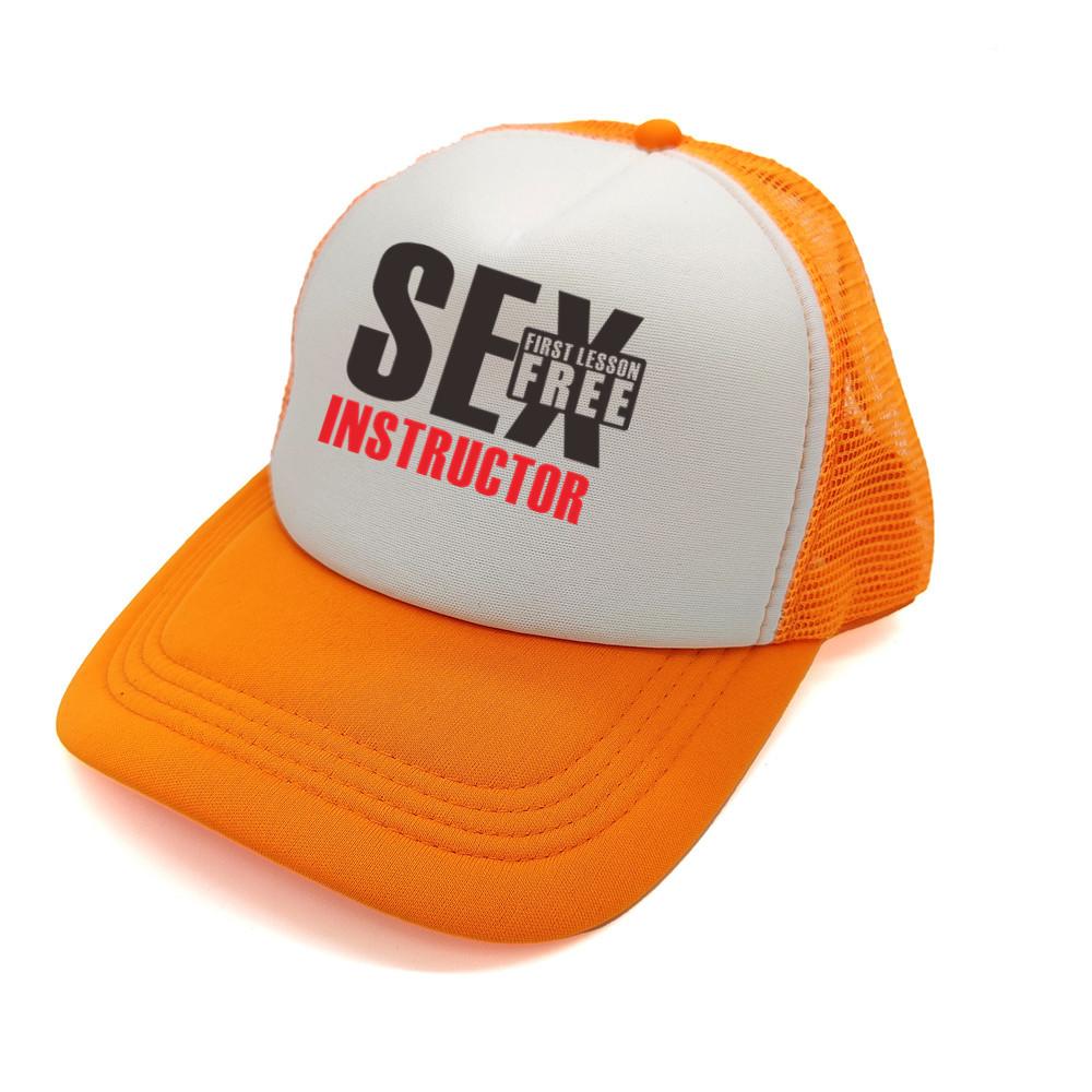 Sex Instructor First Lesson Free Trucker Cap Unisex Lustige Mütze Baseball Cap Unisex Mesh Net Caps