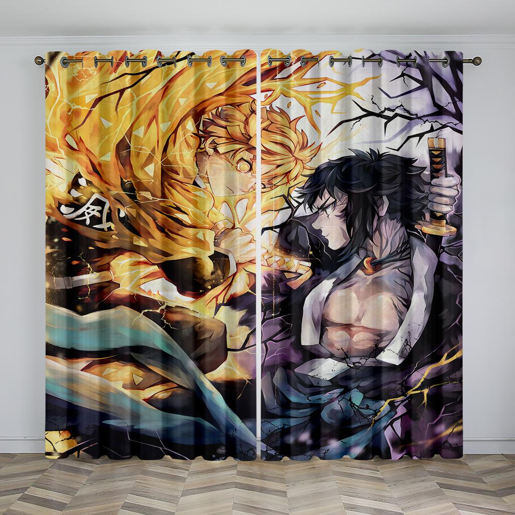 

Children Like Cartoon Style Anime Print Sunshadecurtains 2 Panels Boys Girls Room Bedroom Space Living Spaceornamentalcurtains 50W130H(CM)x2&Hook