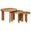 Nesting Coffee Tables 3 Pcs. Brown Ø 54 X 40 Cm Solid Mango Wood