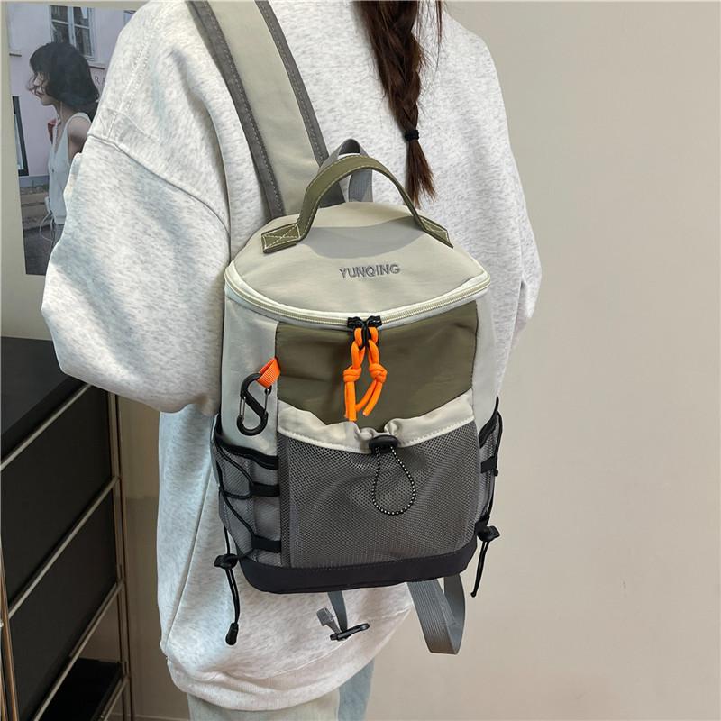 Schoolbag Fashion Trend Versatile Backpack Outdoor Sports Hiking Camping Mountaineering Bag Casual Simple Splicing Contrasting Color Backpack