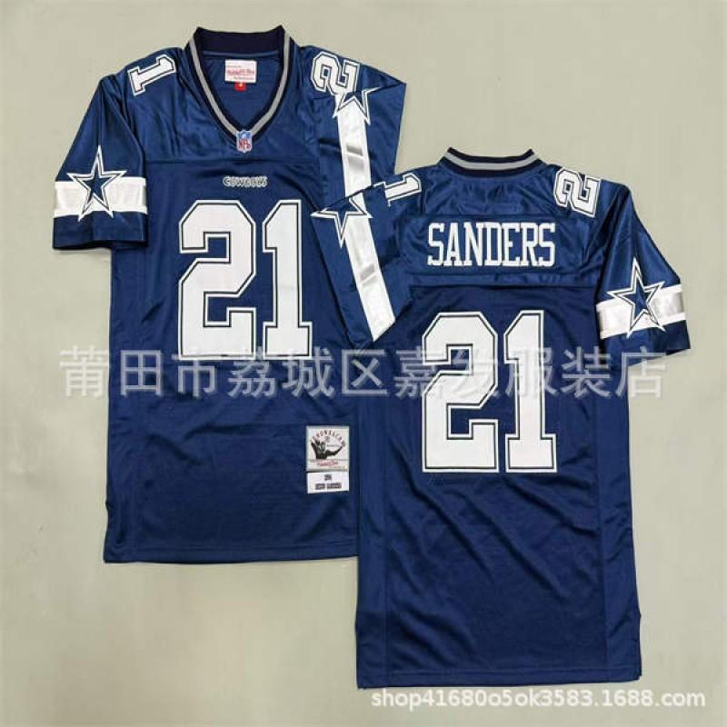 Camiseta de Fútbol Retro NFL Dallas Cowboys para Hombre de Algodón Bordada Camisa Deportiva del Equipo Ropa para Aficionados