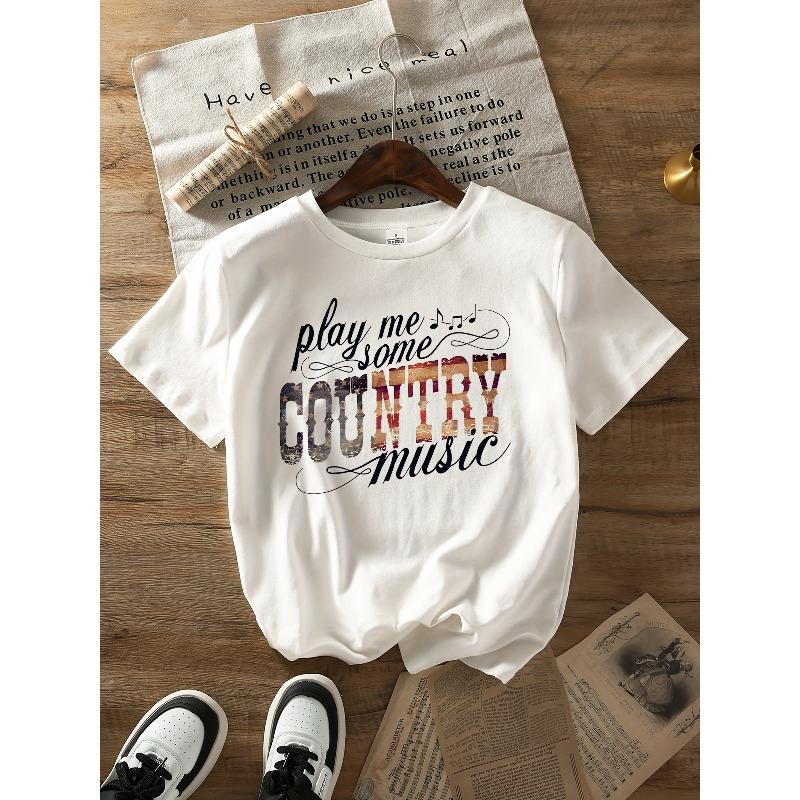 European Size Short-Sleeved T-Shirt with Letter Print And Graphic Design, Breathable, Casual Shirt, New Women'S Short-Sleeve Top.