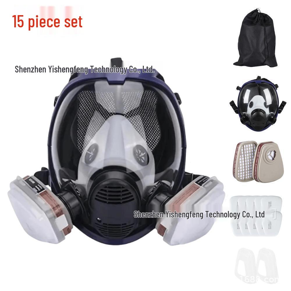 Blue-Edged Protective Gas Mask for Paint, Pesticides, Chemicals, Formaldehyde, and Dust