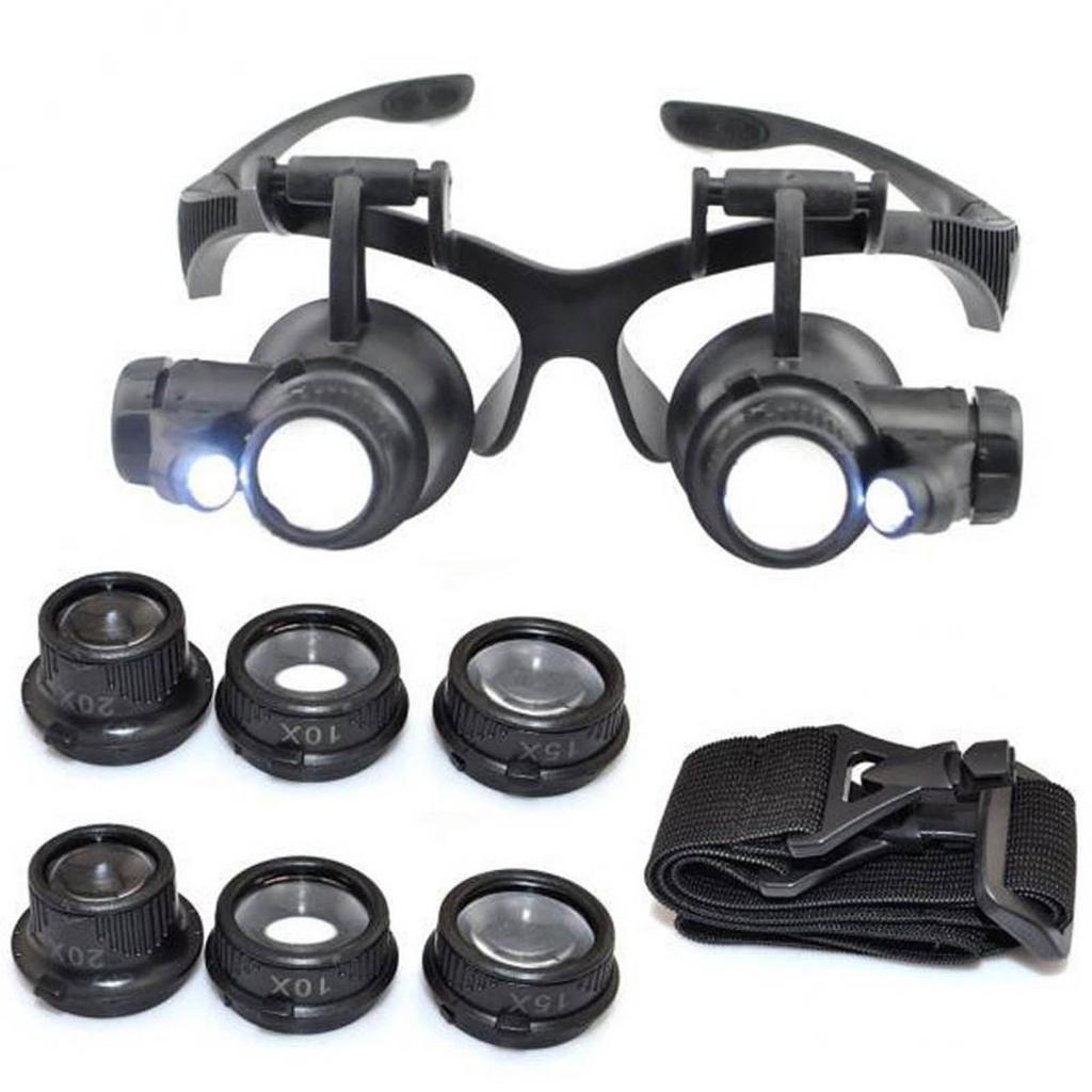 LED Light Eye Magnifying Glasses 8 Lens Magnifier Magnifying Suitable for Eyelash Extension Painting