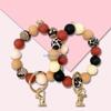 for Key Ring Bracelet Car Keychain Holder for Women Silicone Beaded Bangle Wrist D57B