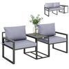 3 Piece Balcony Furniture Set 2 Armchairs With Table Removable Seat And Back Cushions Breathable Cover Gray