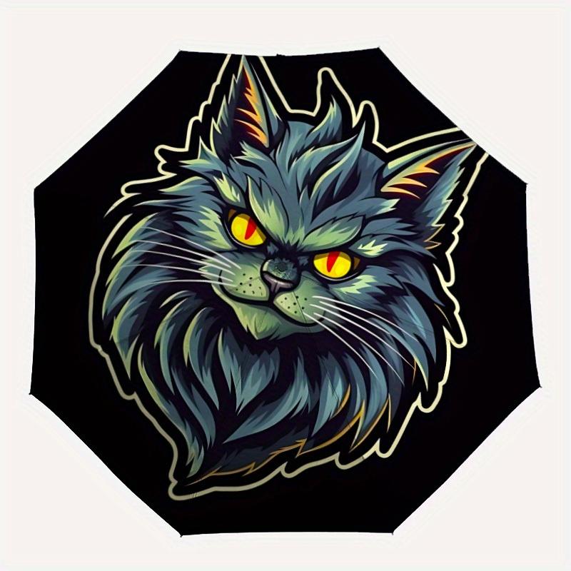 

1pc Feline Emblem Automatic Open/close, All-Season Portable Folding Umbrella, Travel, Everyday, Formal Events - Compact Luxury Parasol, Outdoor Access